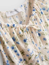 Crinkle Cap-Sleeve Mini Dress