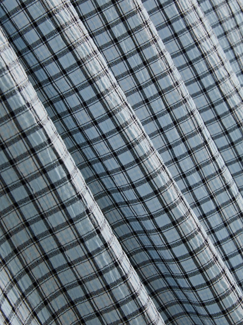 Gathered Check Midi Skirt