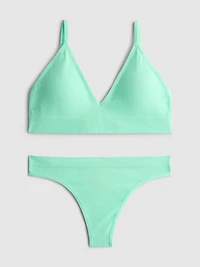 Seamless Padded Triangle Bra and Thong Set