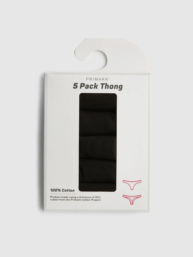 5pk Pure Cotton Thongs