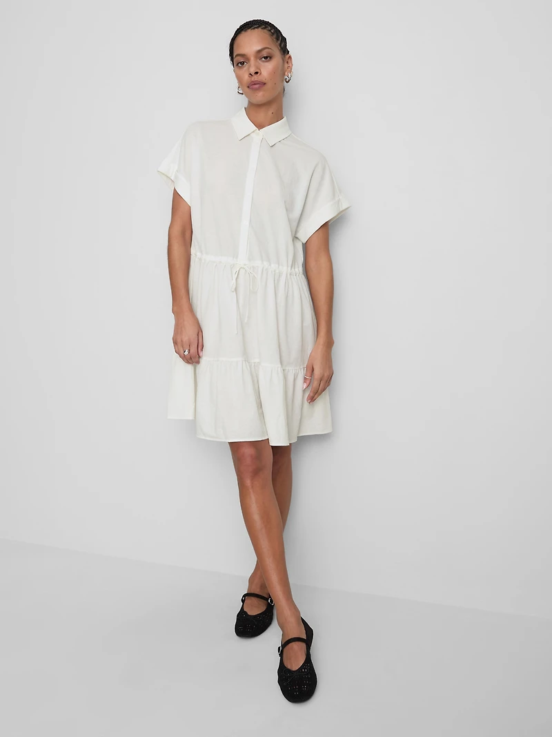 Short-Sleeve Tiered Mini Dress