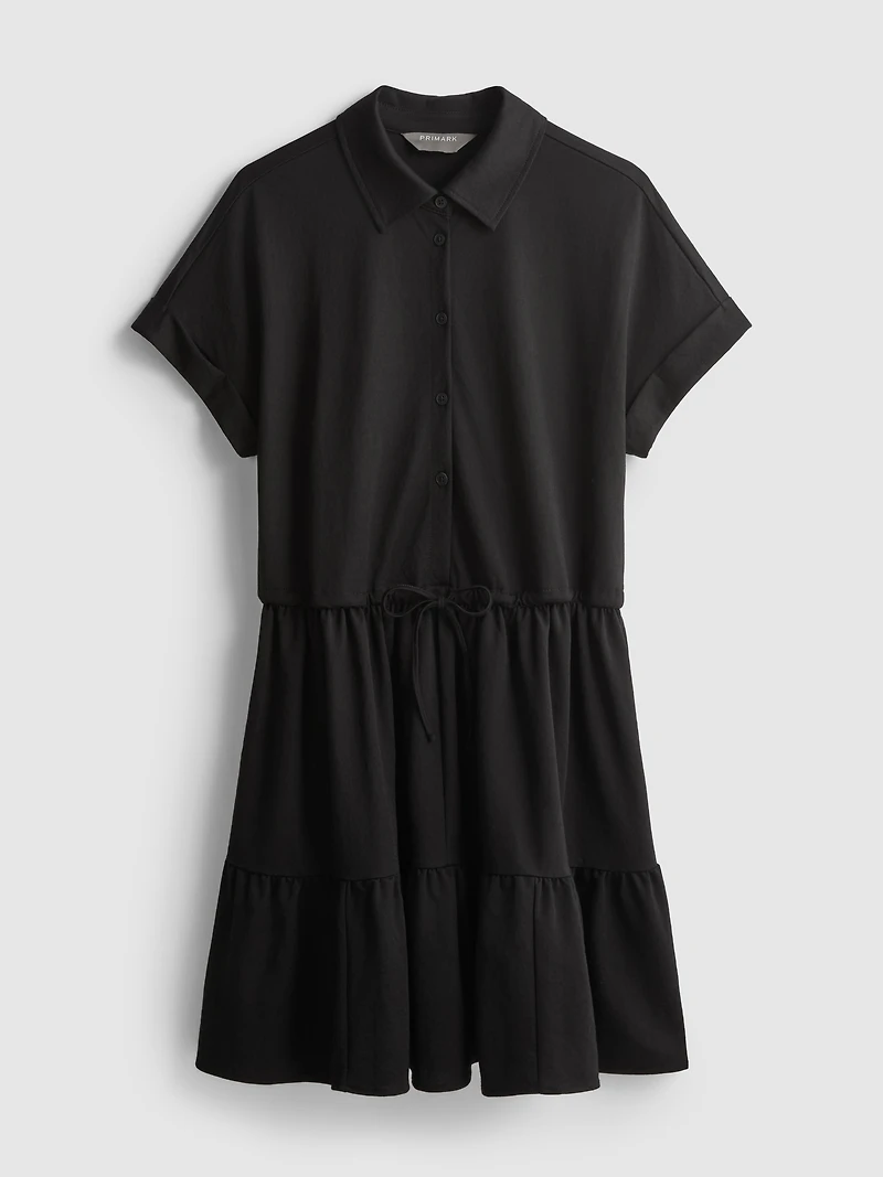 Short-Sleeve Tiered Mini Dress