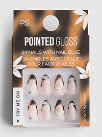 24pk PS... Pointed Floral False Nails