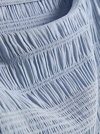 Shirred Boat Neck Long Sleeve Top