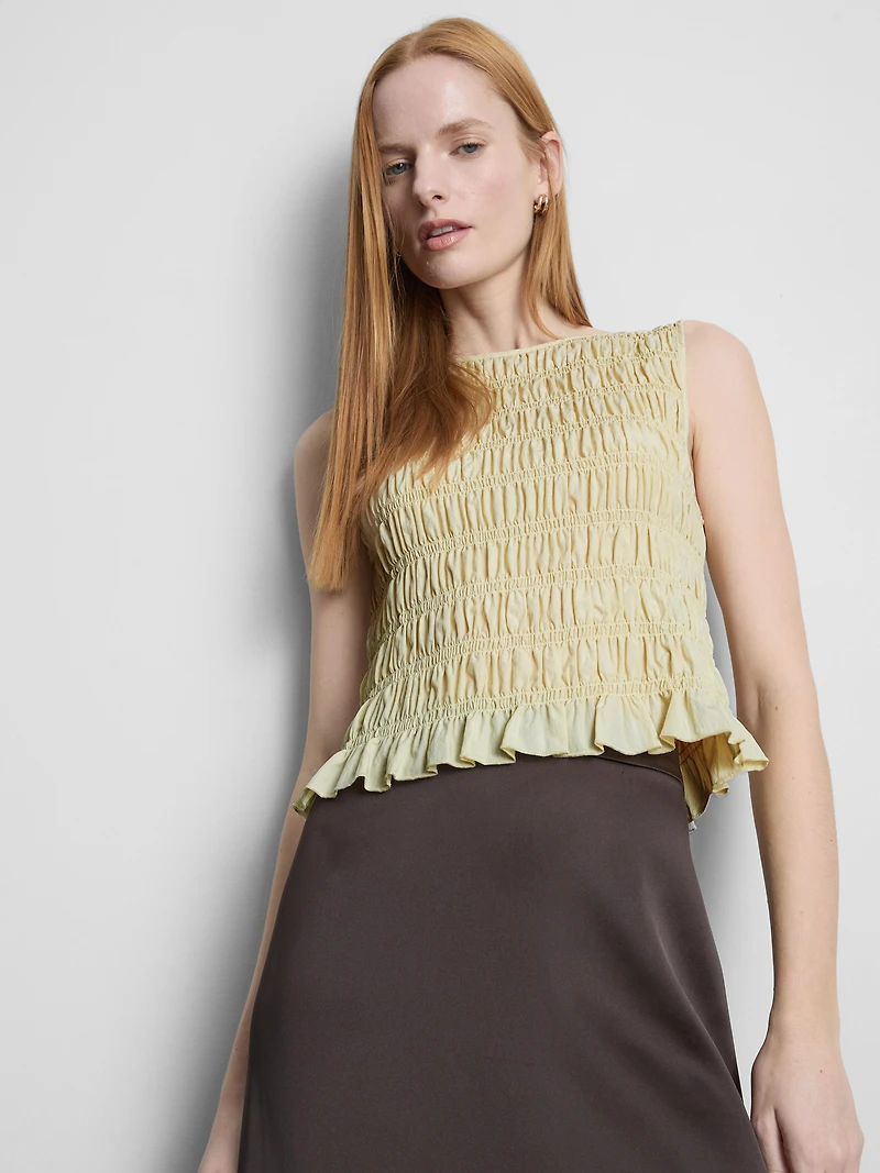 Shirred Sleeveless Tank Top