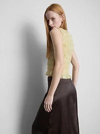 Shirred Sleeveless Tank Top