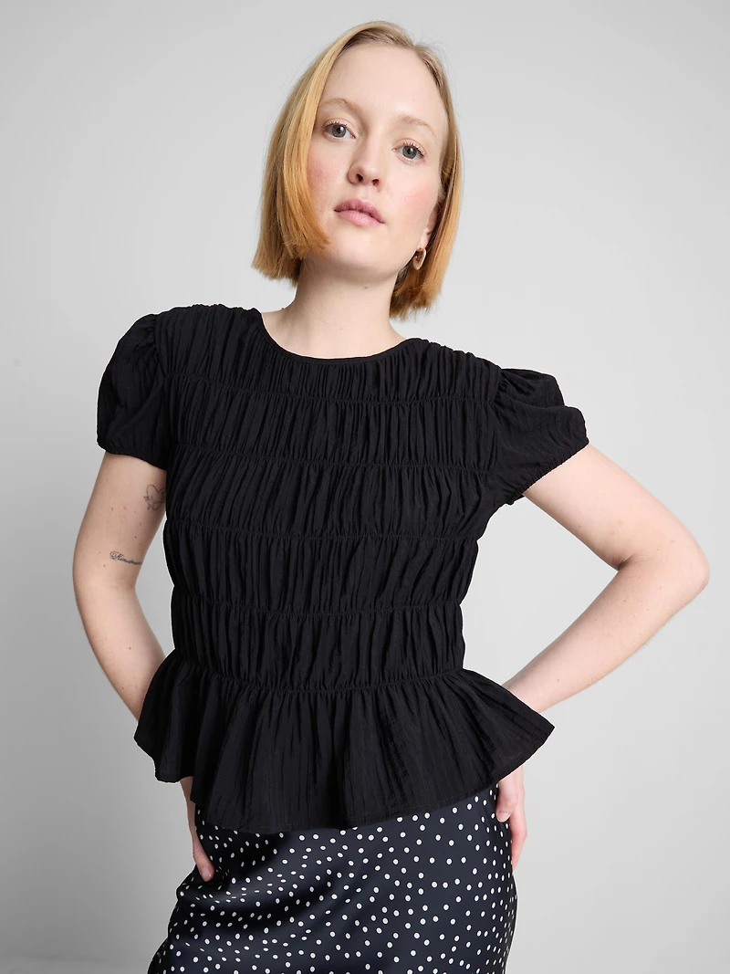 Shirred Short-Sleeve Top