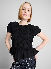 Shirred Short-Sleeve Top
