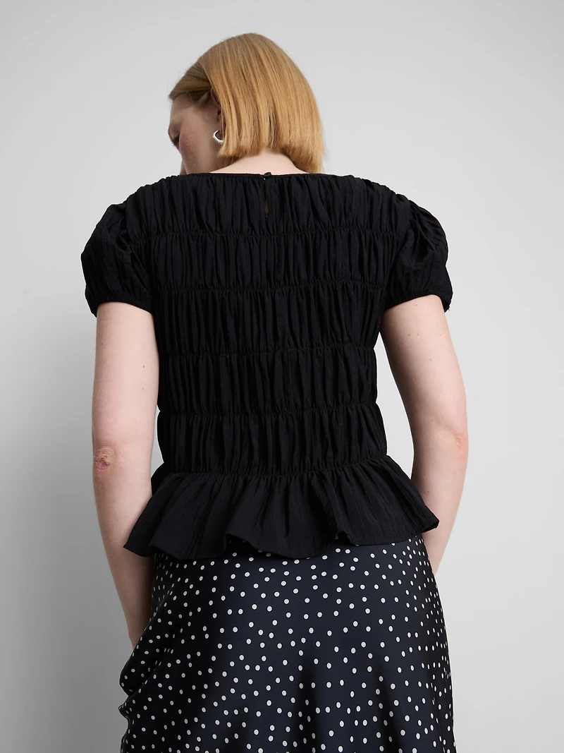 Shirred Short-Sleeve Top