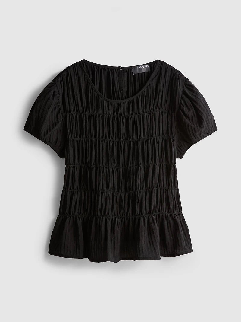 Shirred Short-Sleeve Top