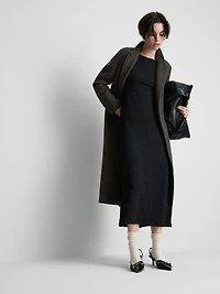 Long-Sleeve Textured Midi Dress