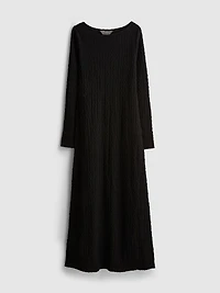 Long-Sleeve Textured Midi Dress