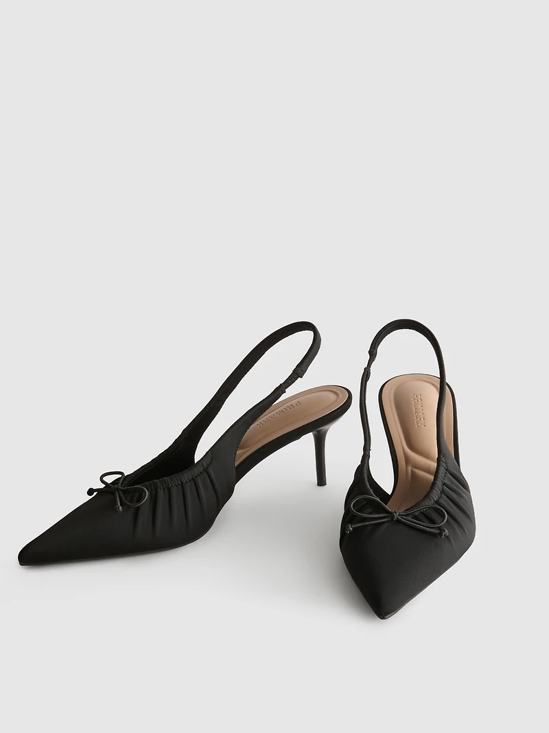 Ruched Slingback Court Heels