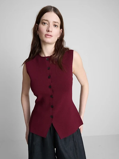 The Edit Knitted Button-Through Tank Top