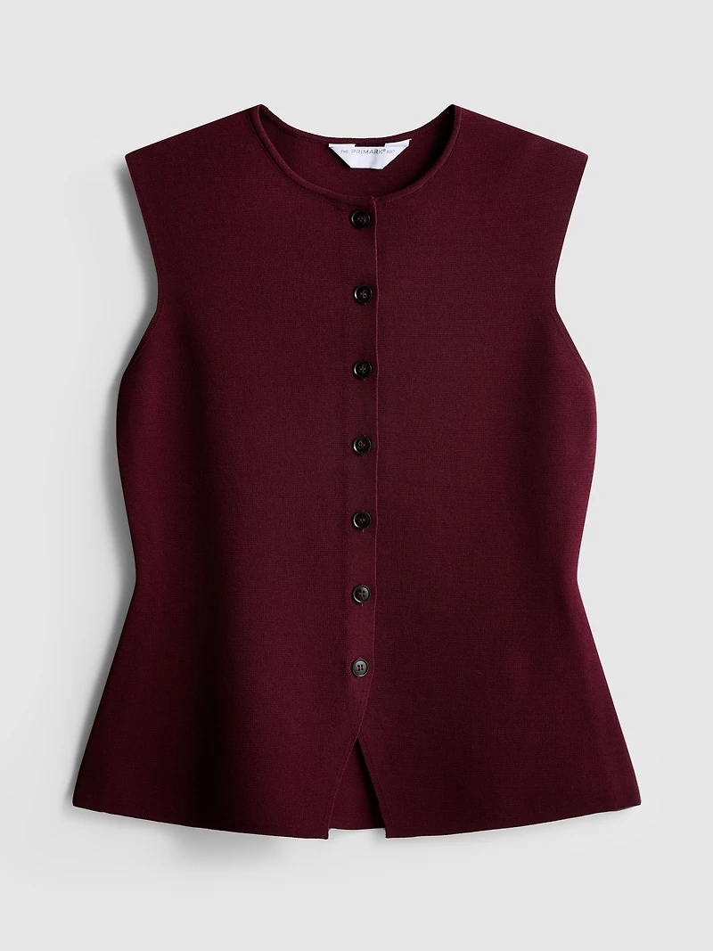 The Edit Knitted Button-Through Tank Top
