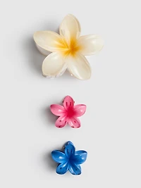 3pk Hibiscus Flower Claw Clips