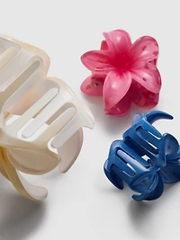 3pk Hibiscus Flower Claw Clips