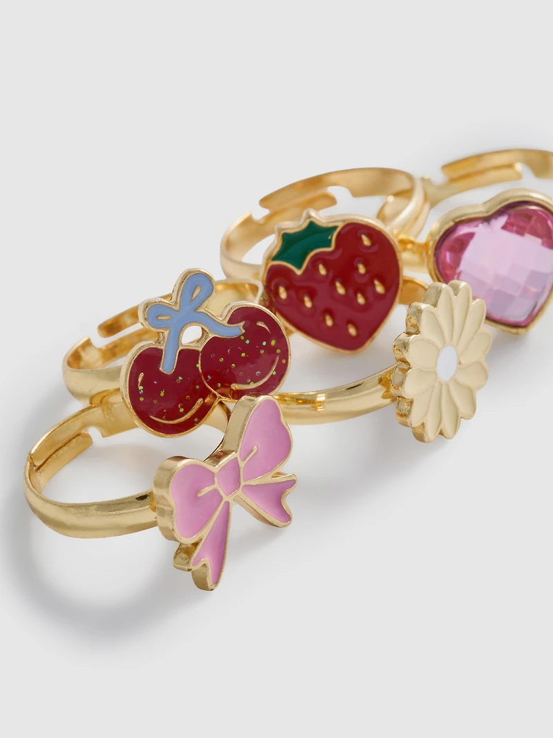 5-Pack Charm Rings