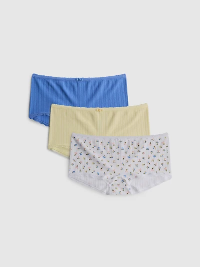 3pk Pointelle Mini Boy Shorts