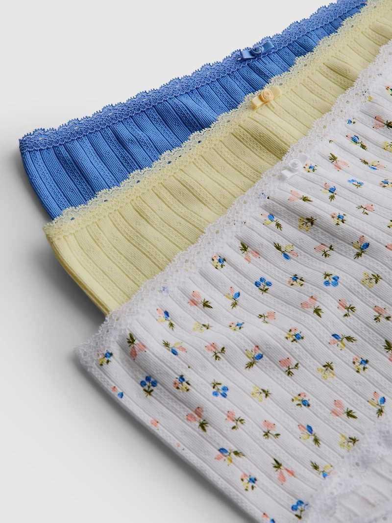 3pk Pointelle Mini Boy Shorts