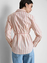 Cotton Poplin Tie Waist Shirt