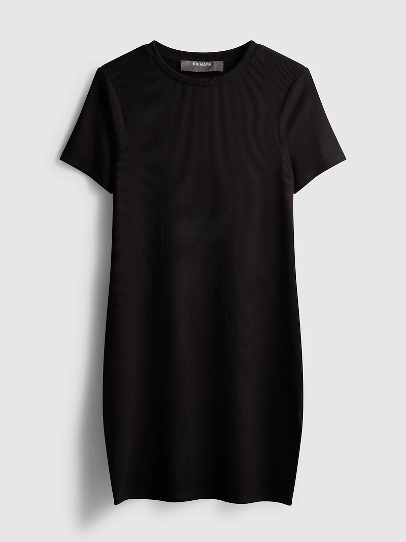 Ribbed Bodycon Mini T-Shirt Dress