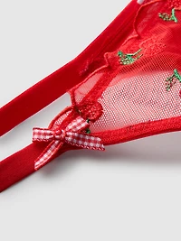Mesh Embroidered Cherry Underwear Set