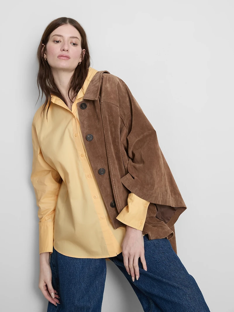 The Edit Curved Hem Poplin Shirt