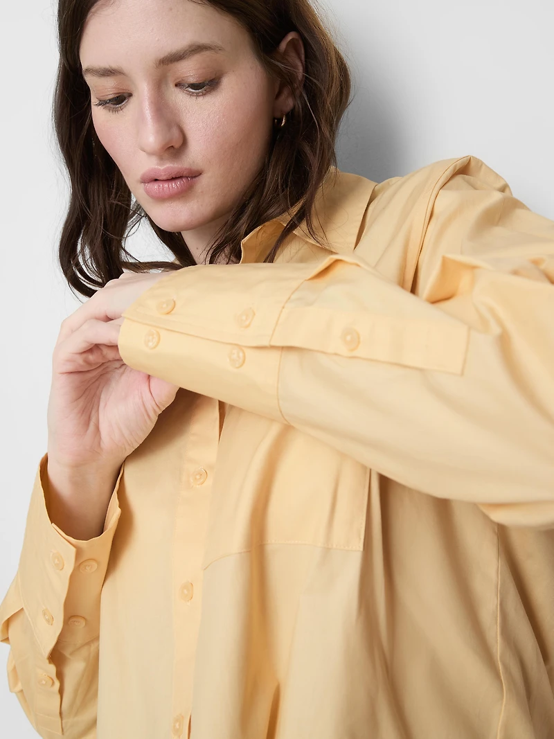 The Edit Curved Hem Poplin Shirt