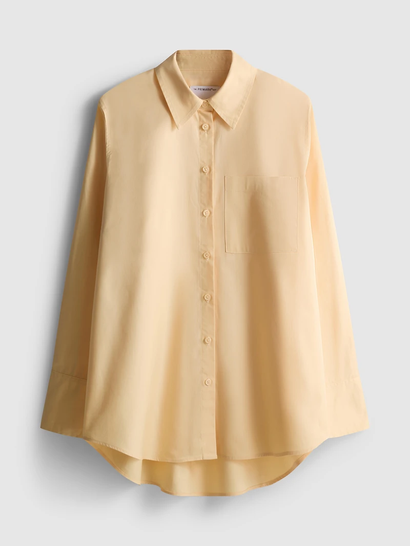 The Edit Curved Hem Poplin Shirt