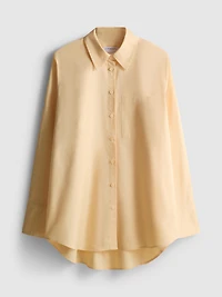 The Edit Curved Hem Poplin Shirt