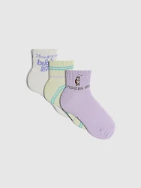 3pk A Bug’s Life Quarter Crew Socks