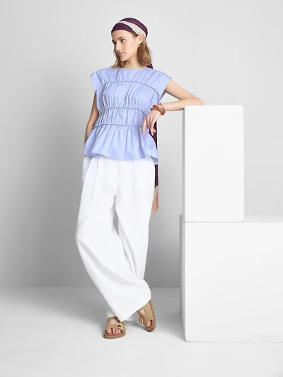 The Edit Cotton Shirred Top