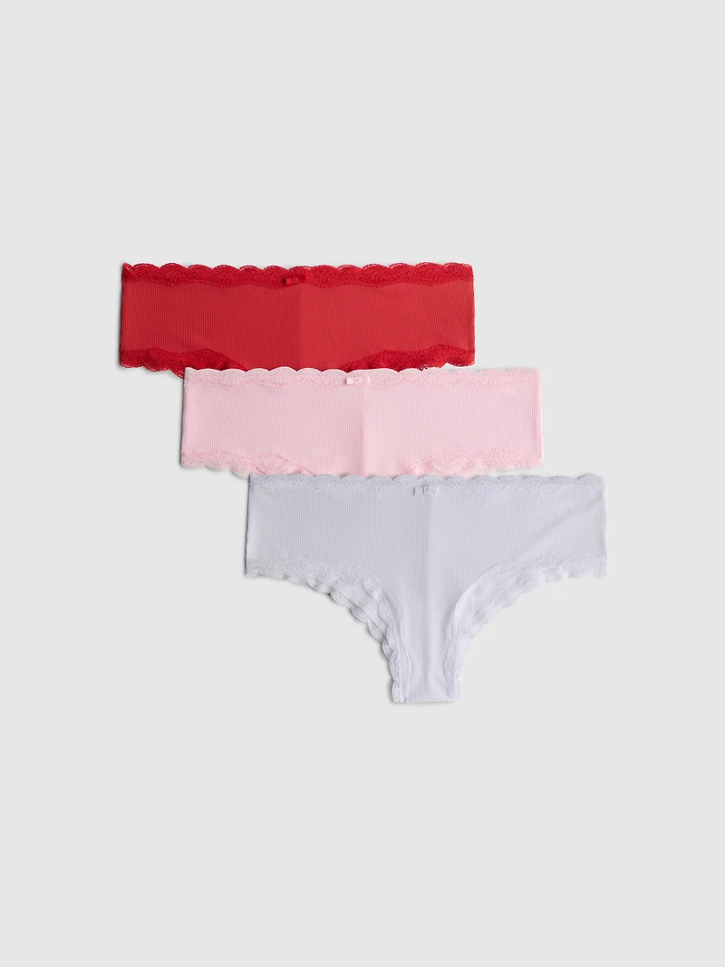 3pk Microfiber Ribbed Hipster Briefs