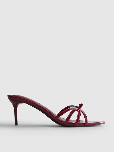Strappy Bow-Detail Mule Heels