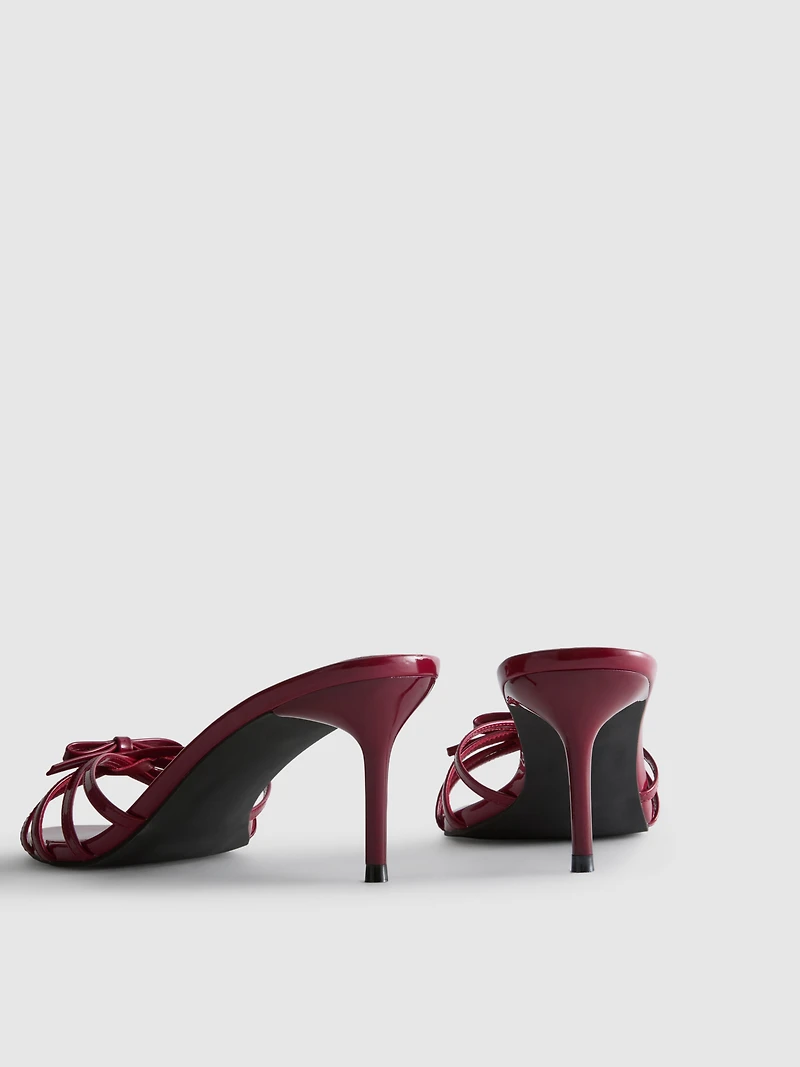 Strappy Bow-Detail Mule Heels