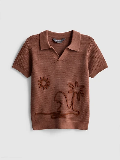 1.5-8yrs | Palm Tree Knit Polo Shirt