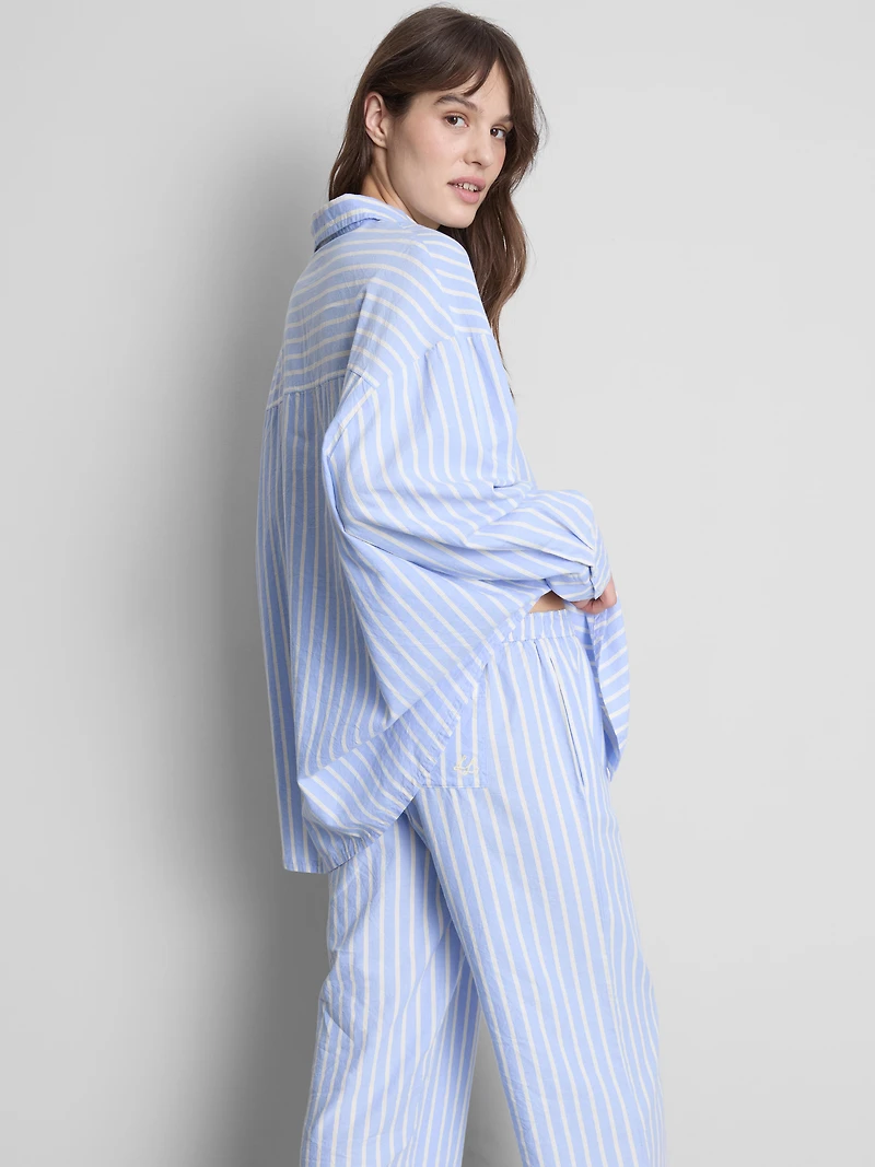 Cotton Striped Oxford Pajama Shirt