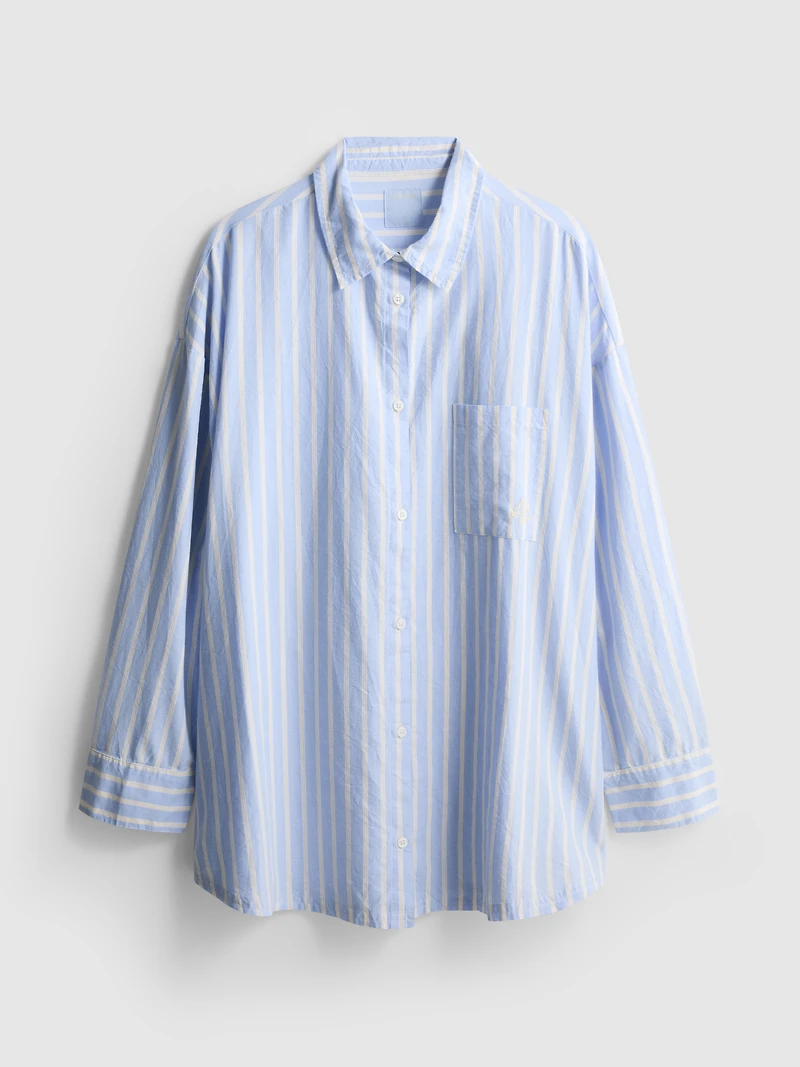 Cotton Striped Oxford Pajama Shirt