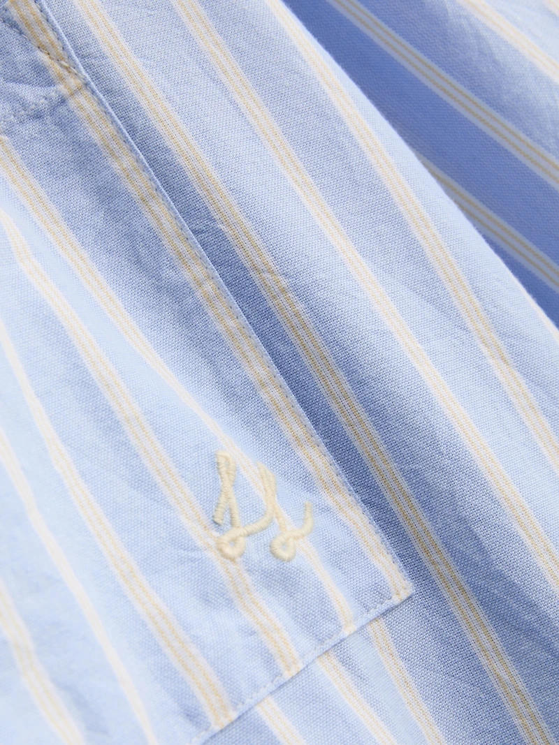 Cotton Striped Oxford Pajama Shirt