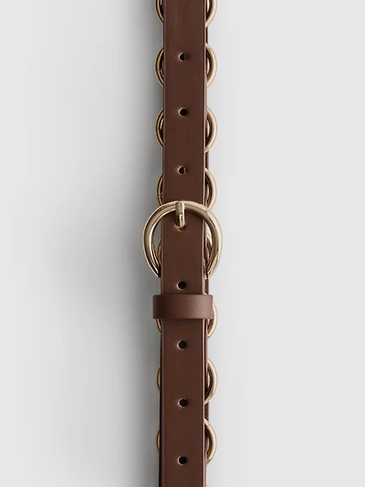 Faux Leather Ring Buckle Belt