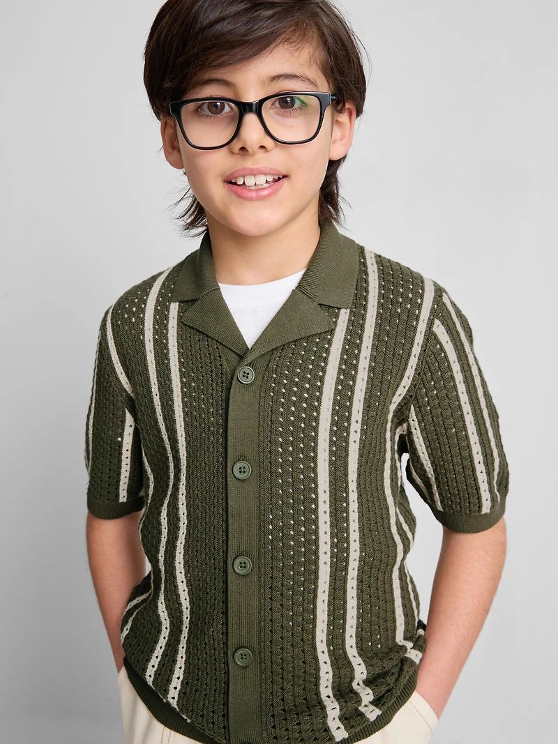 7-15yrs | Stripe Knit Shirt