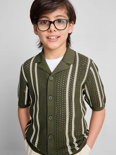 7-15yrs | Stripe Knit Shirt