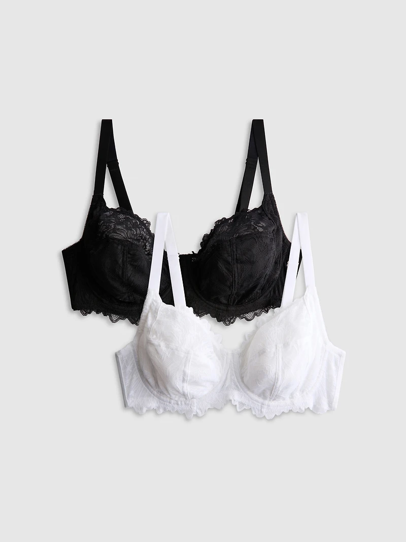2pk D-H Underwired Lace Bra