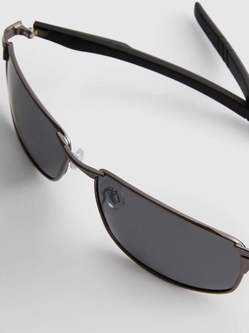 Rectangle-Frame Mirrored Sunglasses