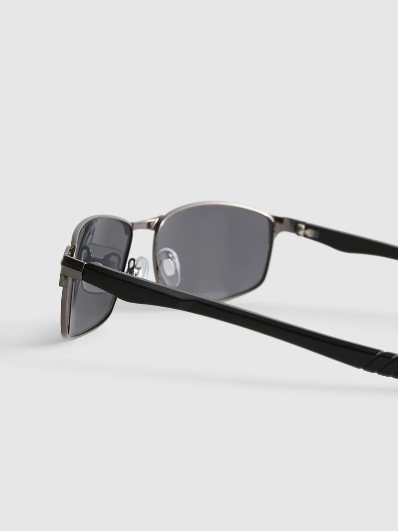 Rectangle-Frame Mirrored Sunglasses