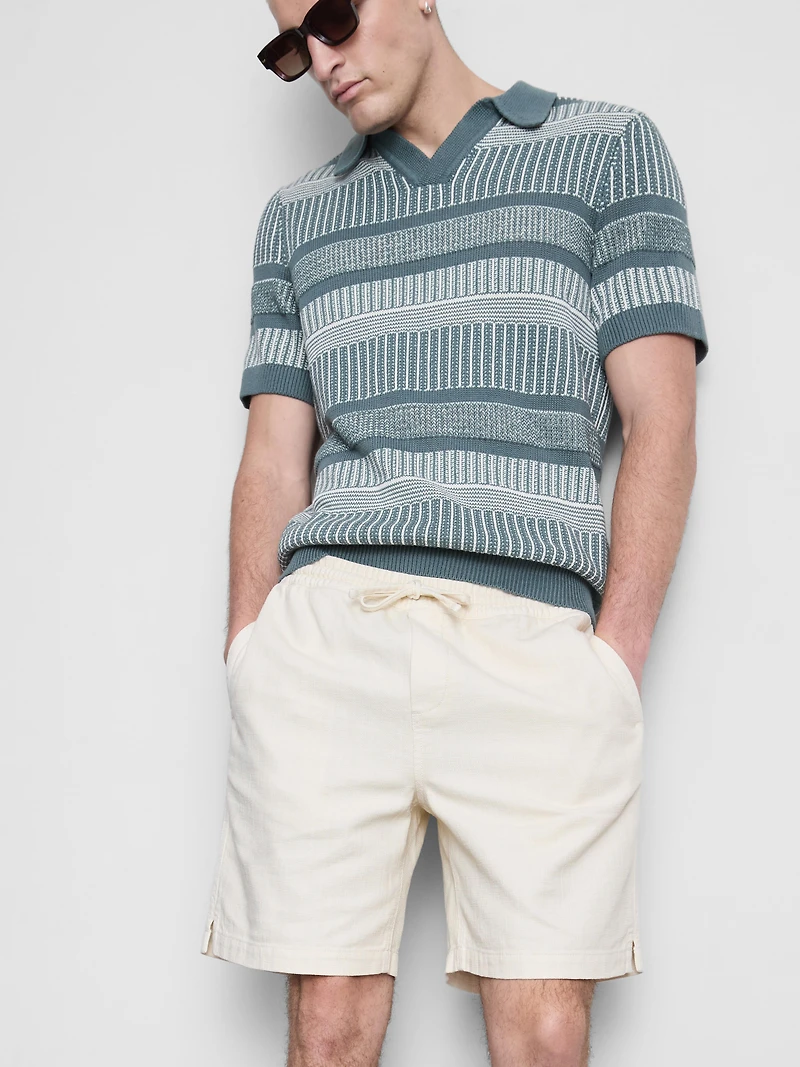 Textured Drawstring Shorts