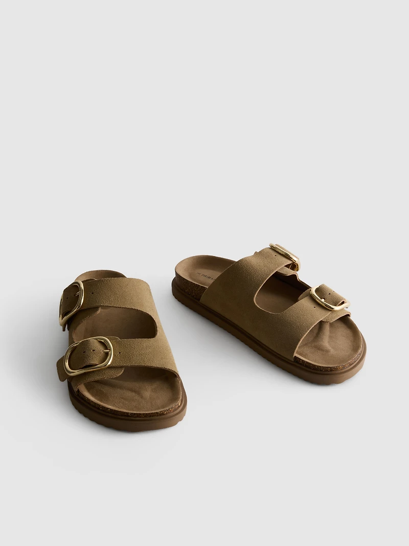 The Edit Double Buckle-Strap Sandals