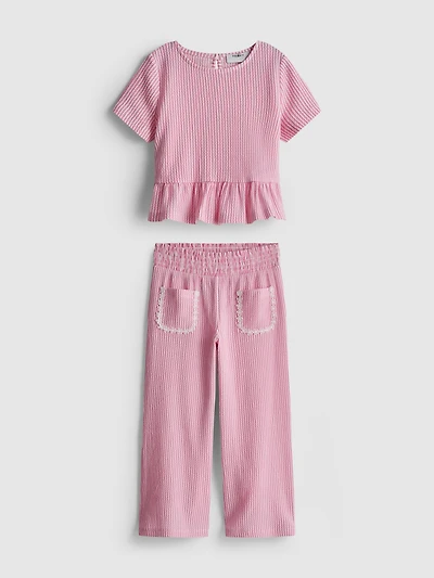 1.5-8yrs | Crinkle Peplum Top and Pants Set
