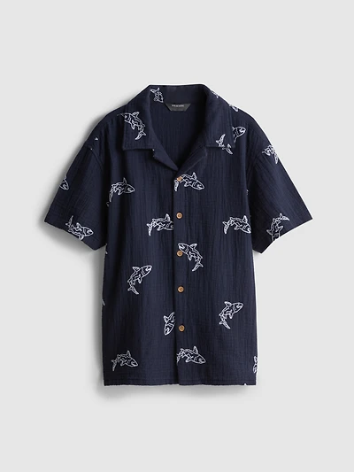 7-15yrs | Embroidered Button-Up Shirt